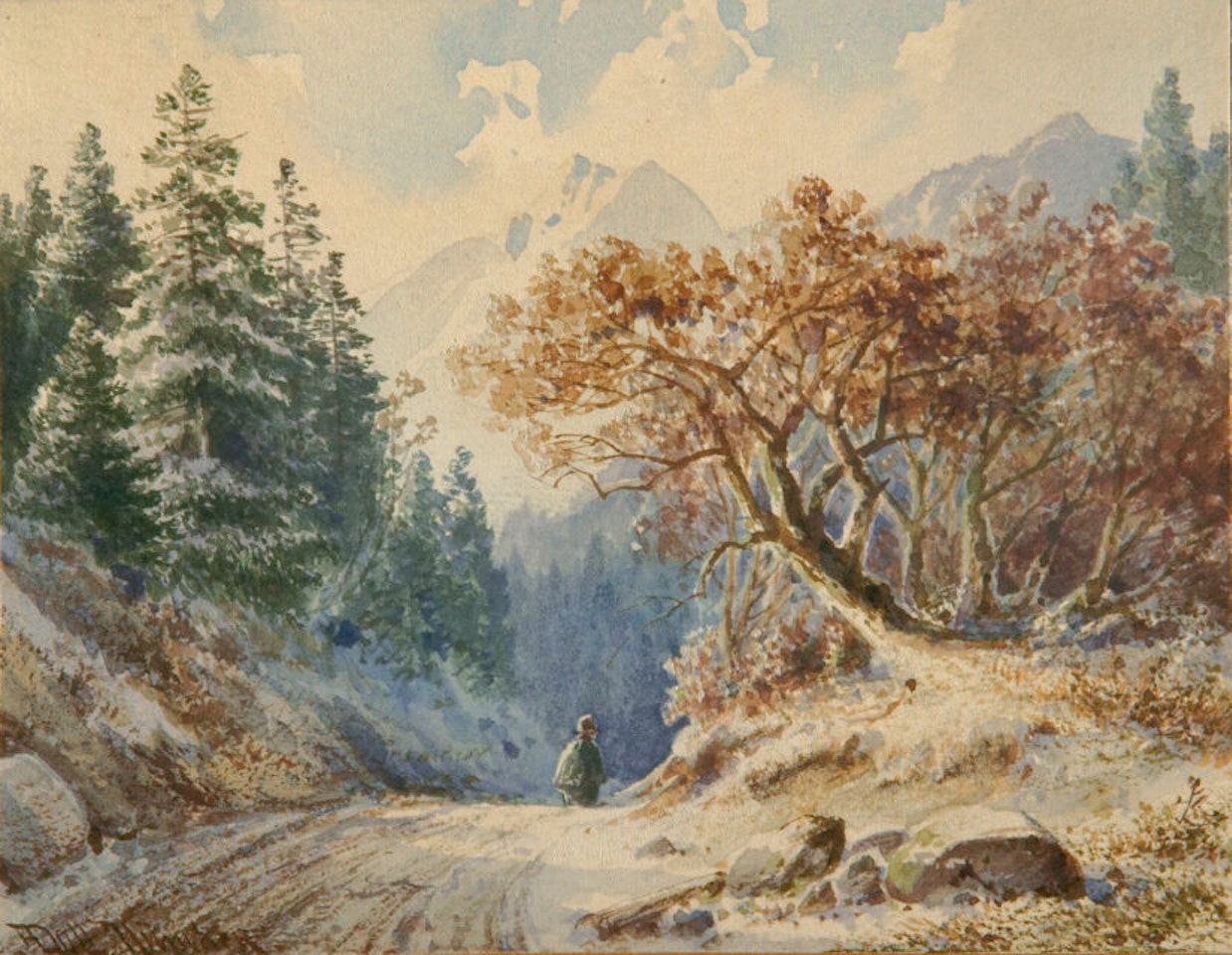 Winter landscape in Tyrol. by Anton Doll