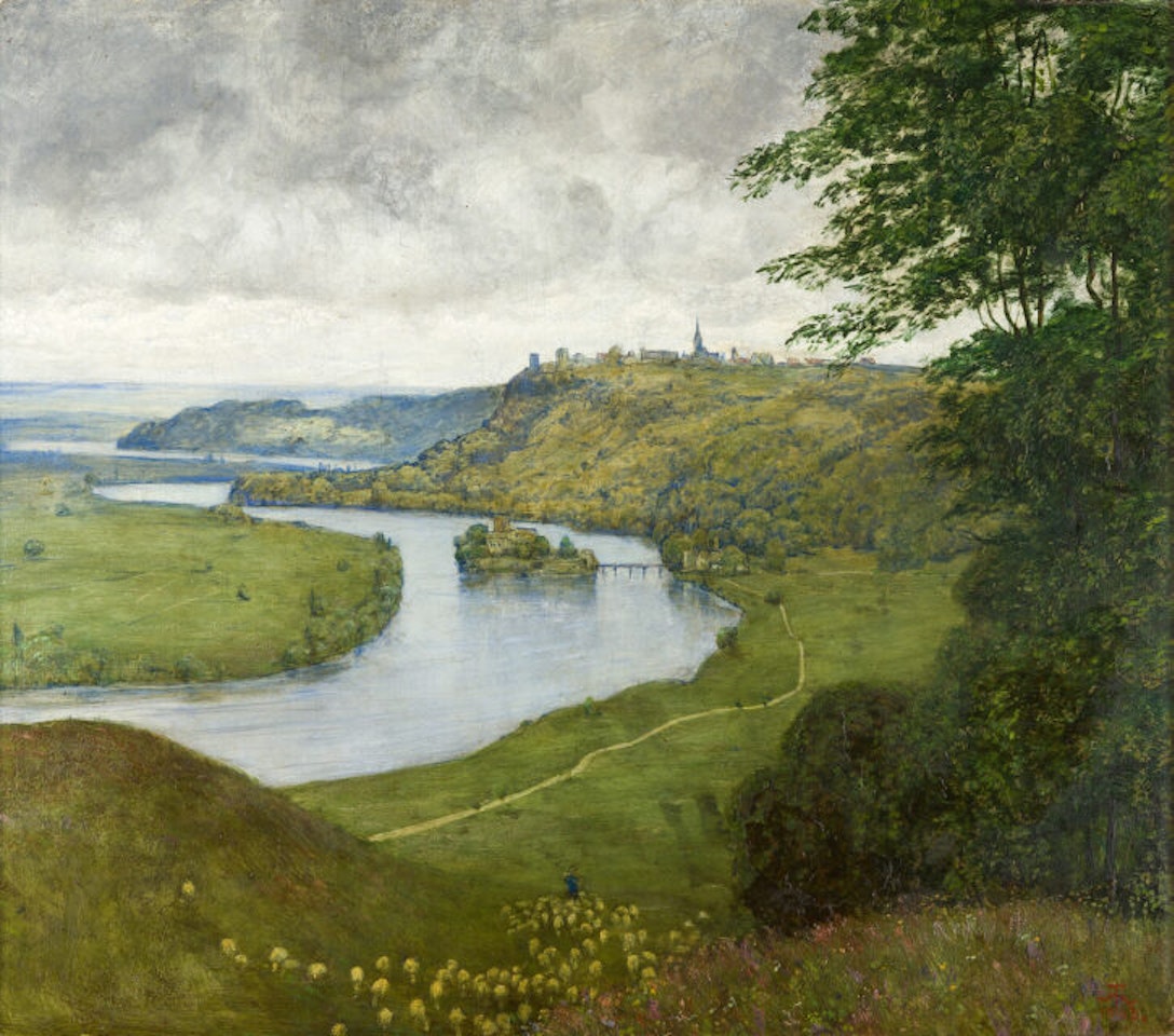 Fantasy landscape (landscape on the Upper Rhine). by Hans Thoma