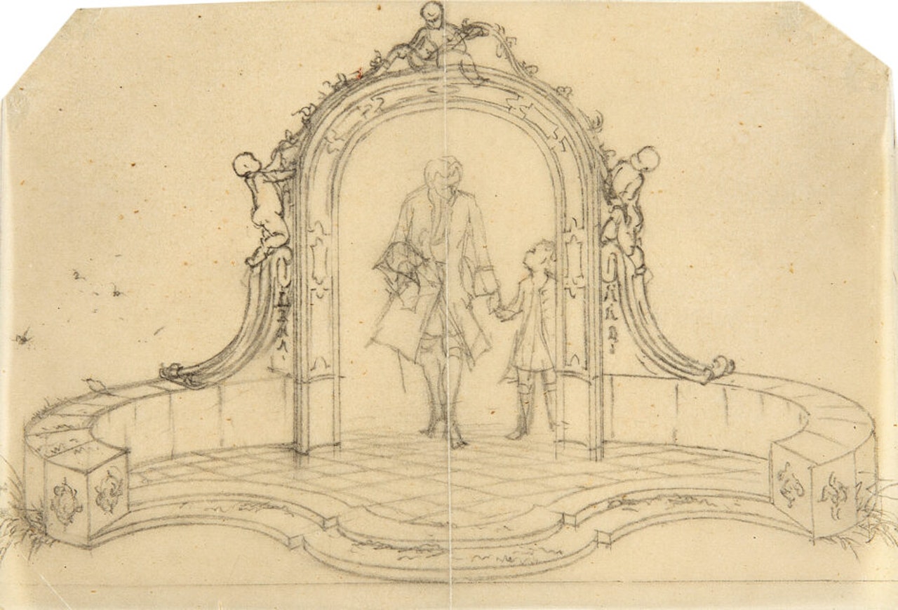 Preliminary drawing for: “Education for Duhan”. by Adolph Menzel