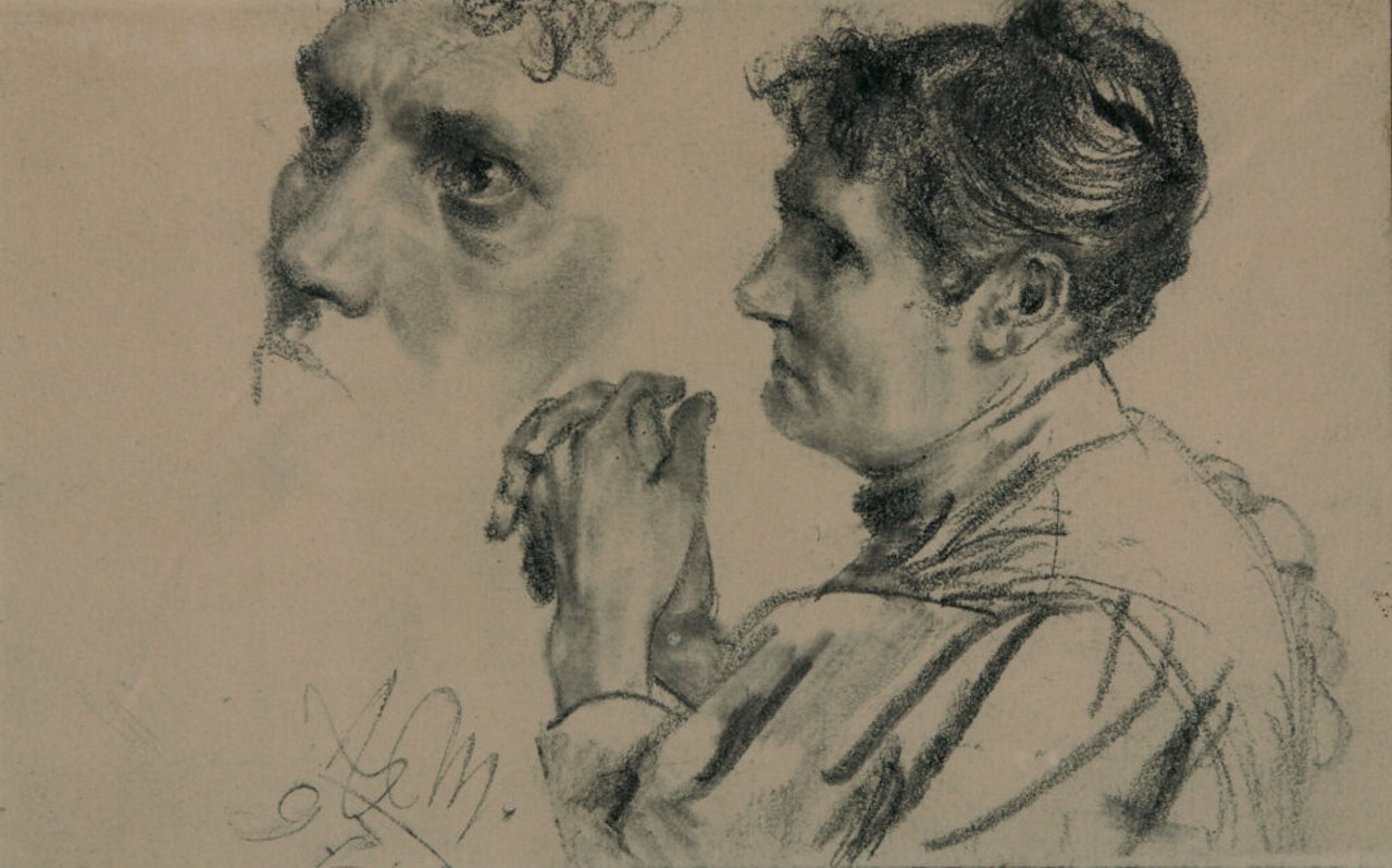Study sheet: Woman with folded hands. by Adolph Menzel