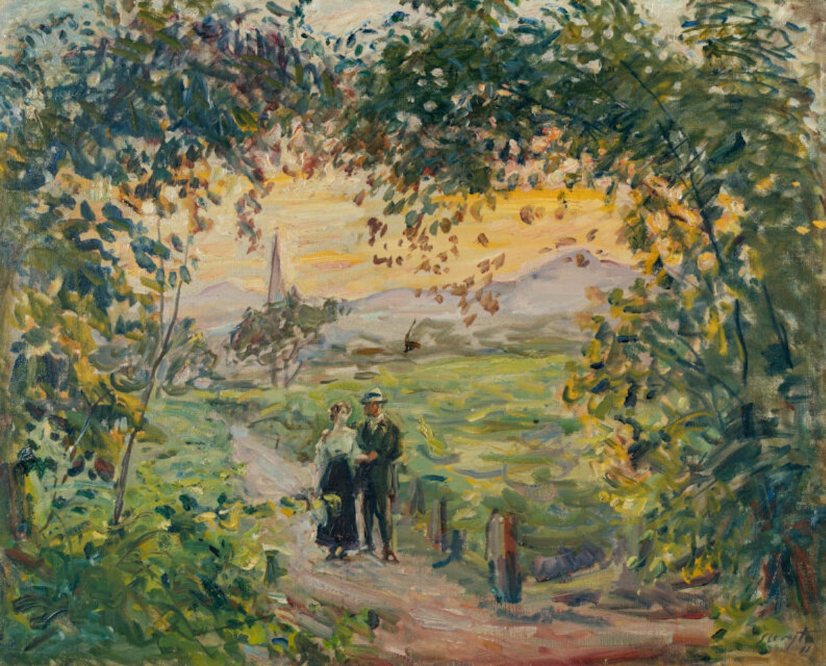 The walk (Evening scene with a couple / View of Godramstein) by Max Slevogt