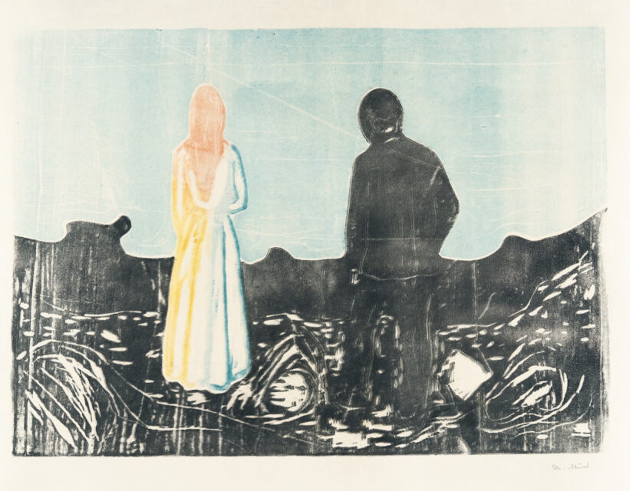 Two Figures. The Lonely Ones by Edvard Munch
