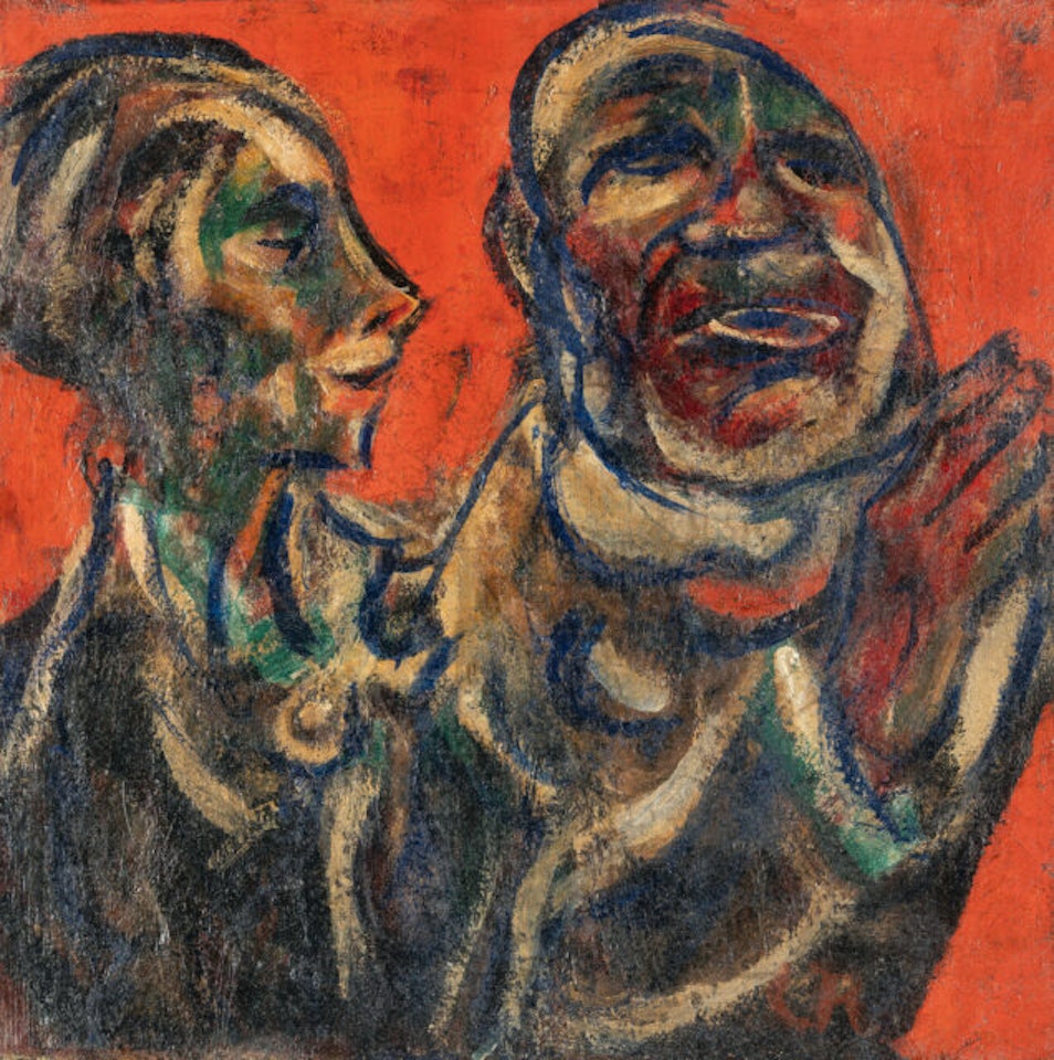 Two heads (Old man and young girl) by Christian Rohlfs