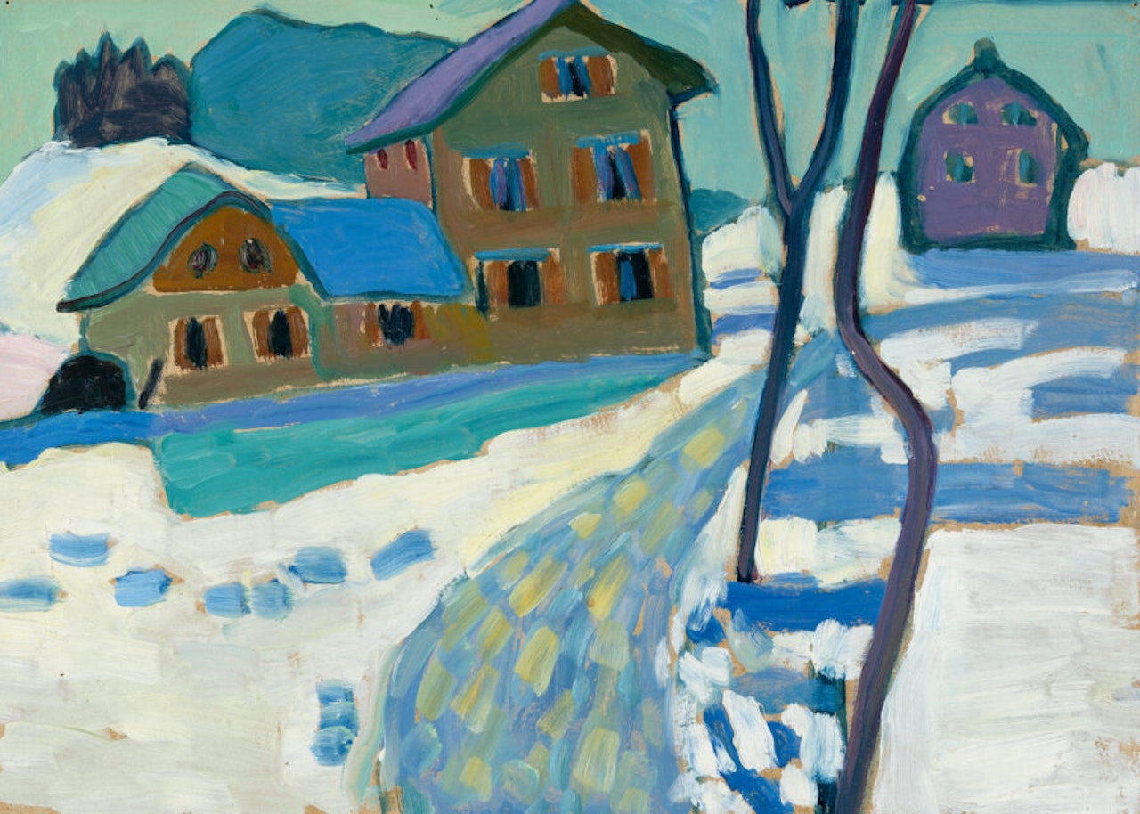Kochel. Snowy landscape with houses by Gabriele Münter