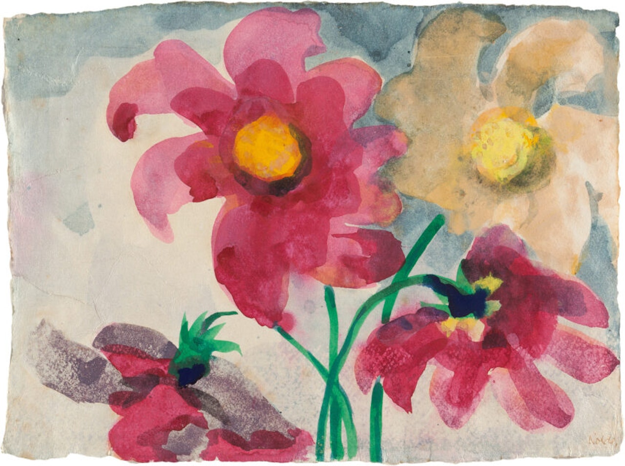 Still life with peonies by Emil Nolde
