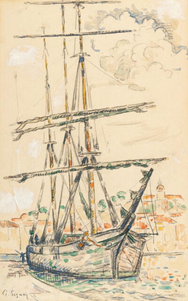 Saint-Tropez. Trois-mâts á quai by Paul Signac