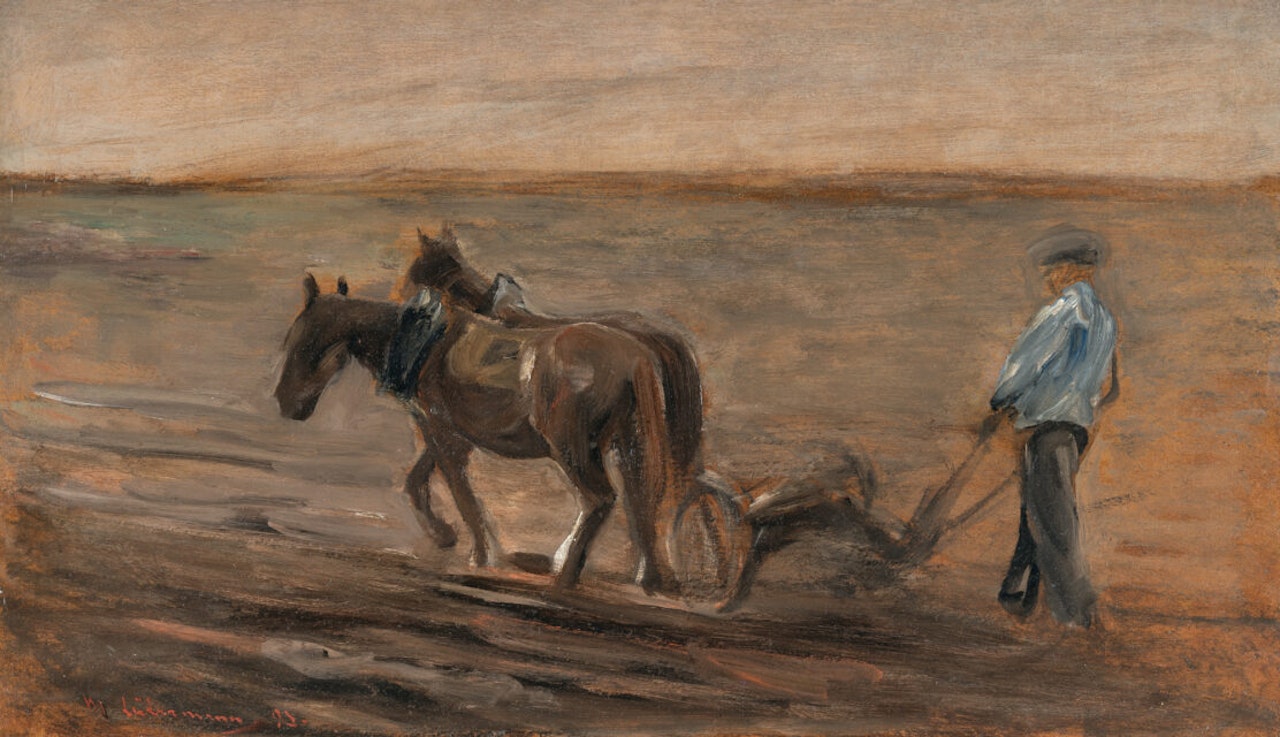 Peasants Ploughing by Max Liebermann