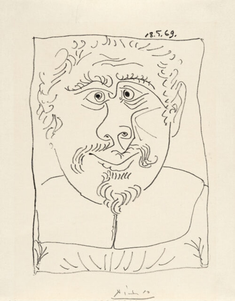 Head of a musketeer - Tête d"homme by Pablo Picasso