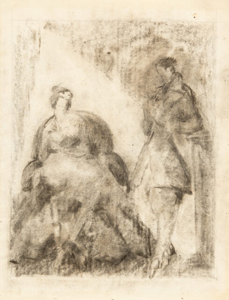 Recto/verso: Two figures - Church by Lyonel Feininger