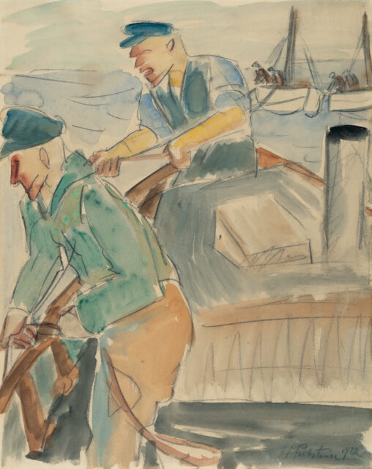 Fishermen bringing in their nets by Max Pechstein