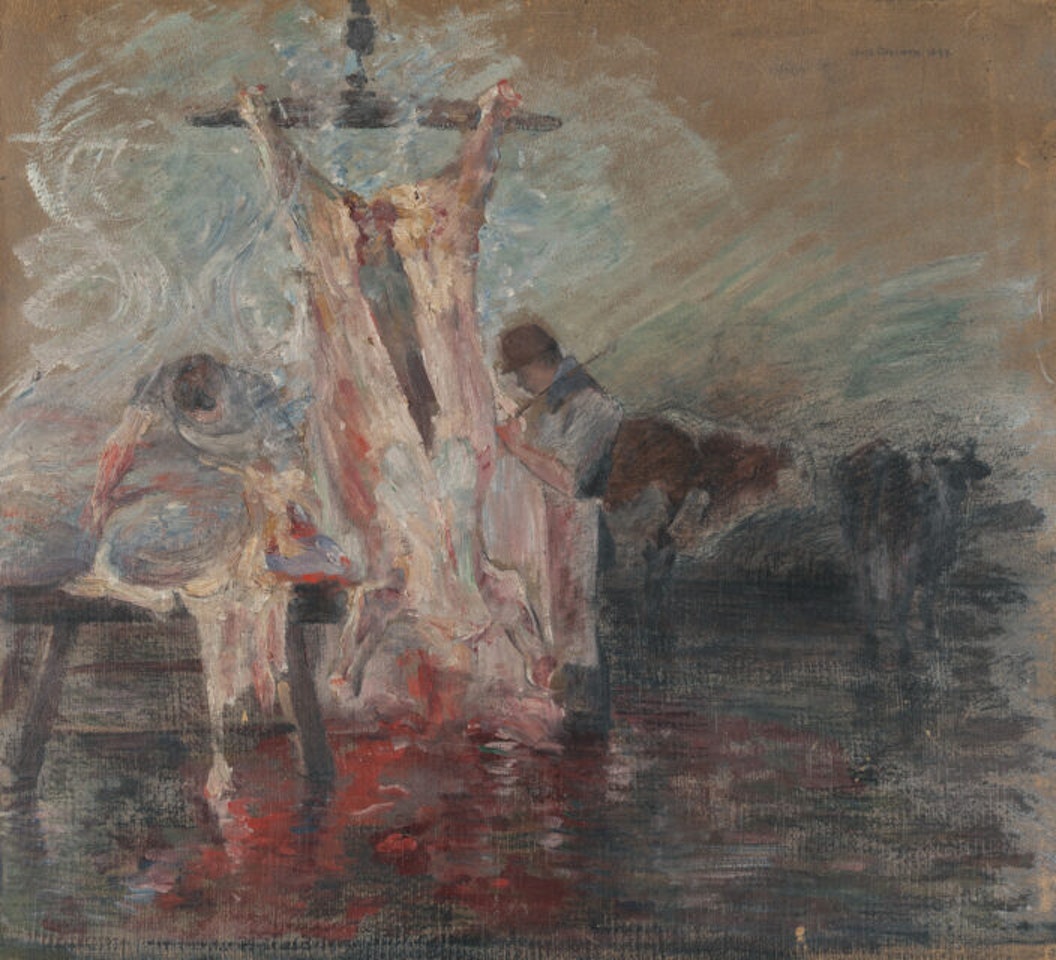 Slaughter house scene (At the slaughter house) by Lovis Corinth