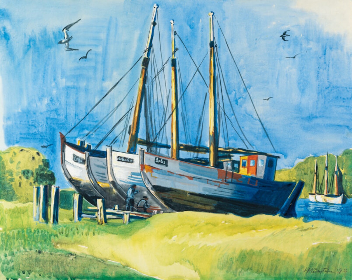 Fishing boat near Leba by Max Pechstein
