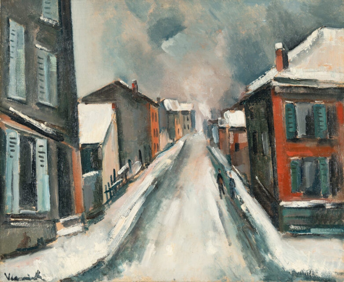 Village animé sous la neige by Maurice de Vlaminck