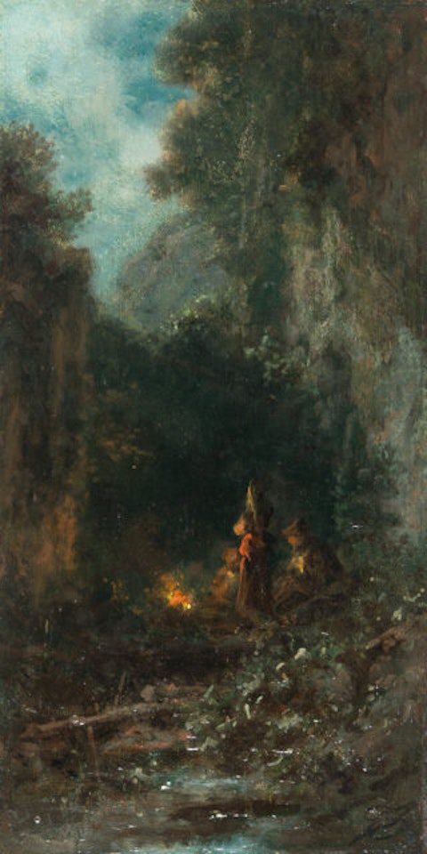 Three gypsies in a wooded valley by Carl Spitzweg