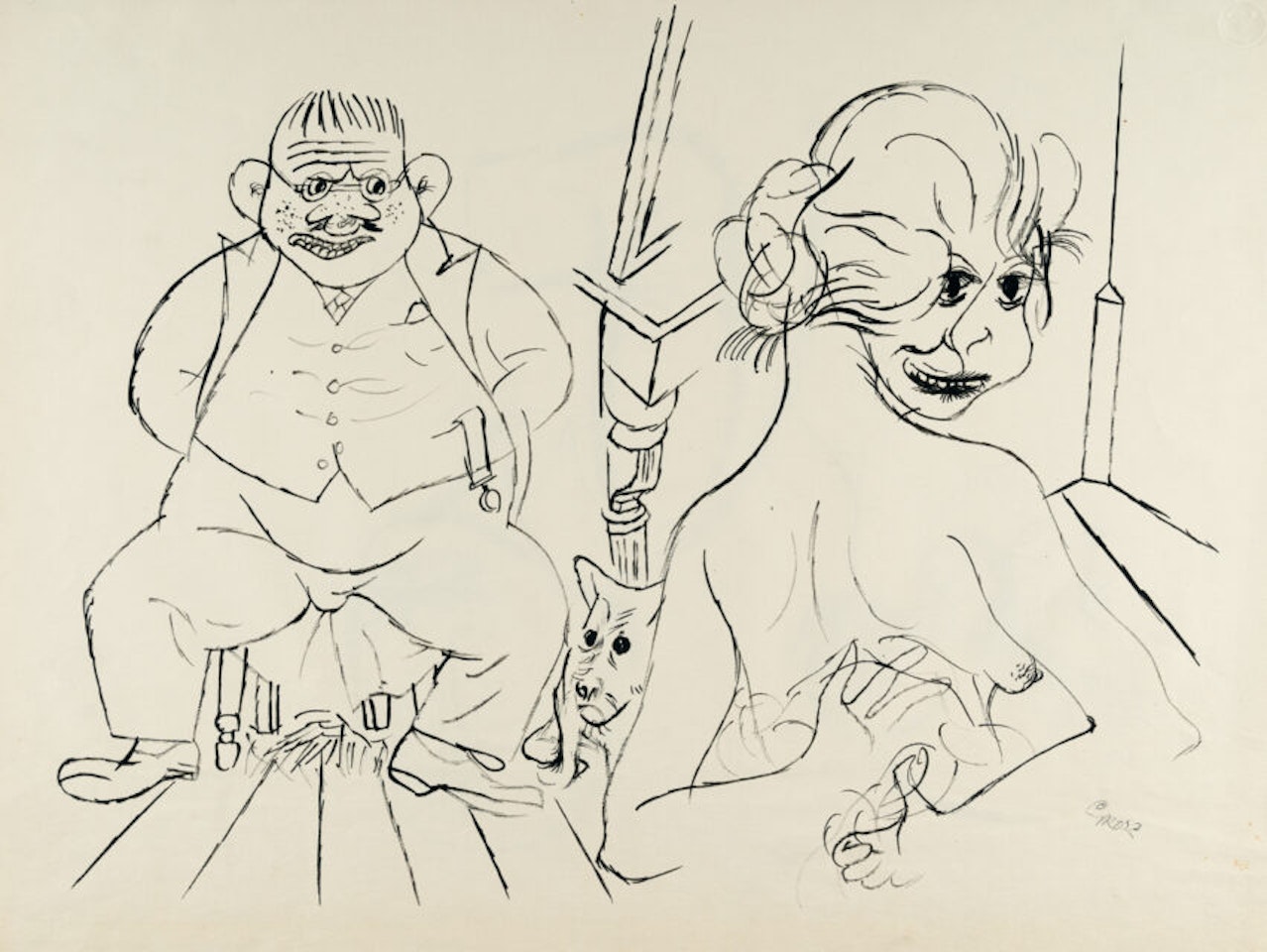 Recto: “Man and wife” - Verso: Couple arguing by George Grosz