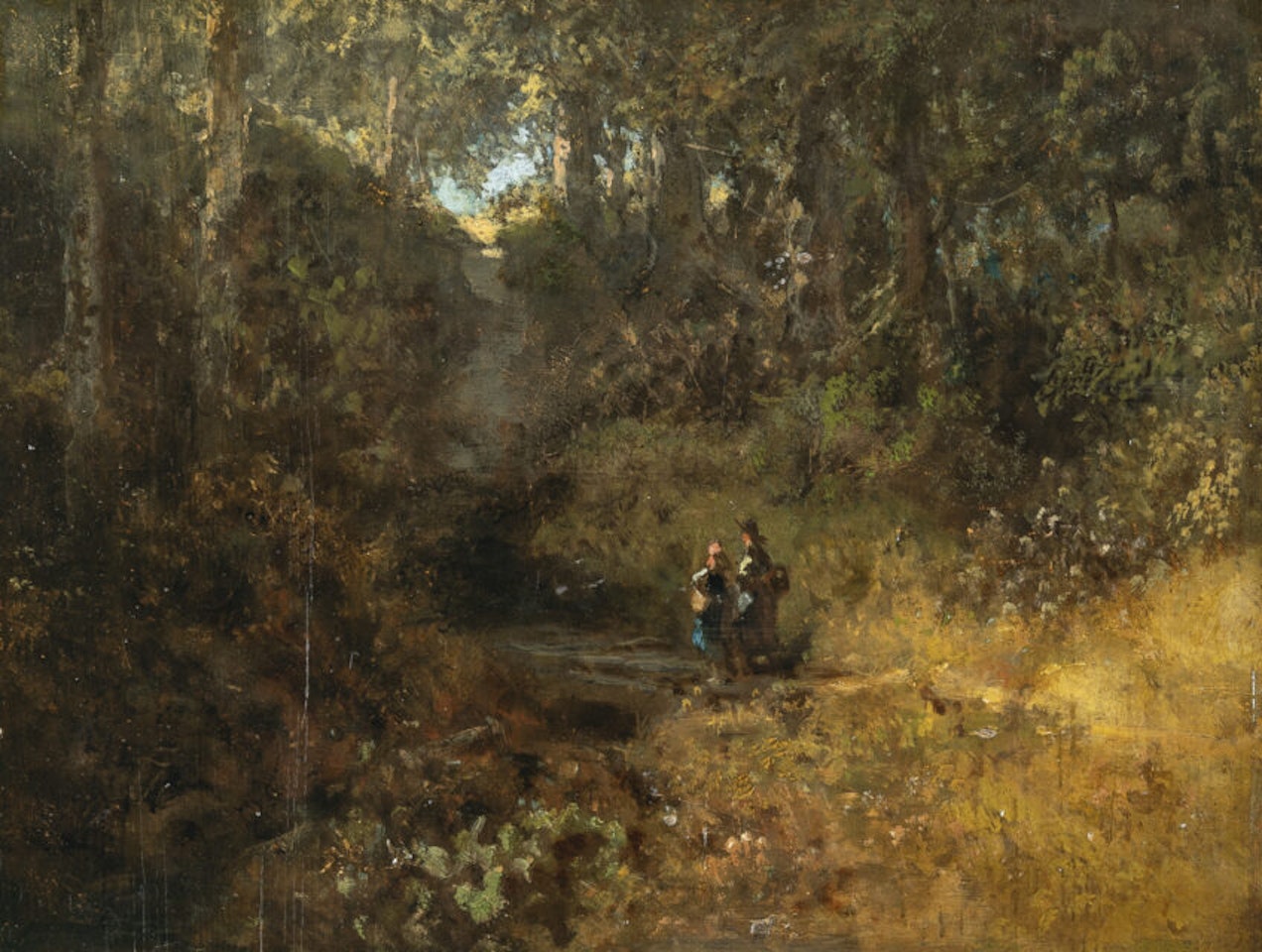 Two women in a forest landscape by Carl Spitzweg