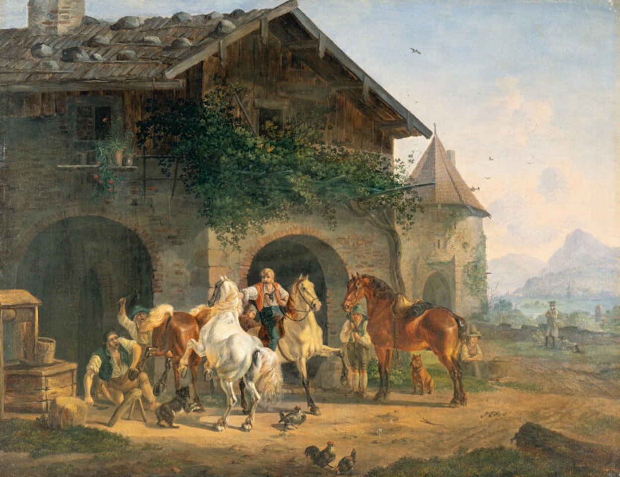 At the farriers by Eugène Joseph Verboeckhoven