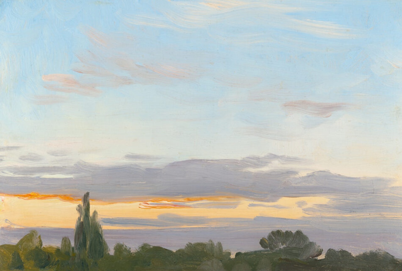 Clouds above shrubs and poplar trees by Christian Friedrich Gille