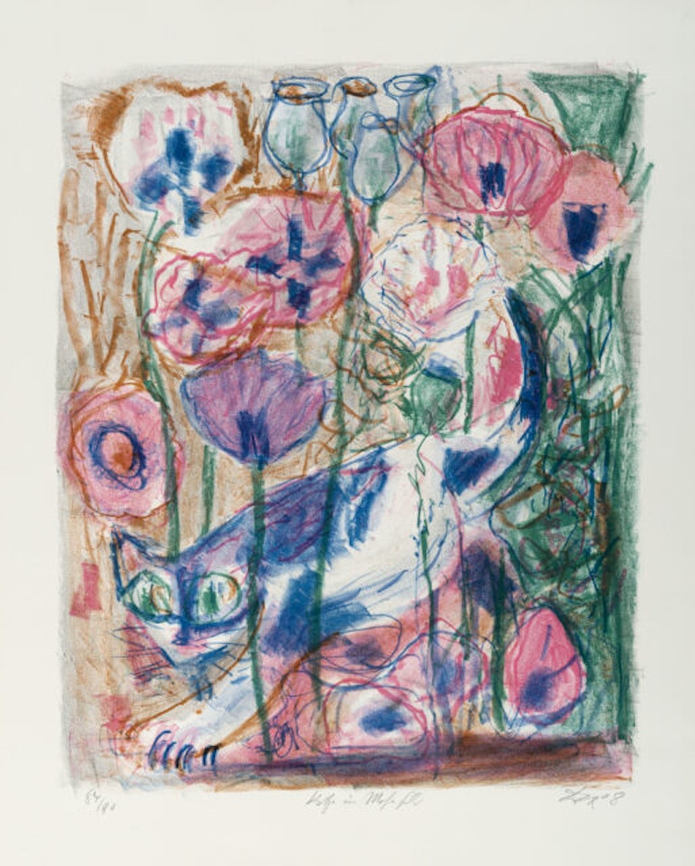 “Katze im Mohnfeld” (Cat in a poppy field) by Otto Dix