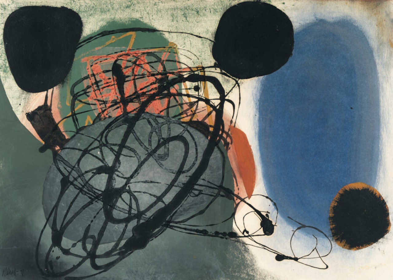 “With the Black Dots” by Fritz Winter