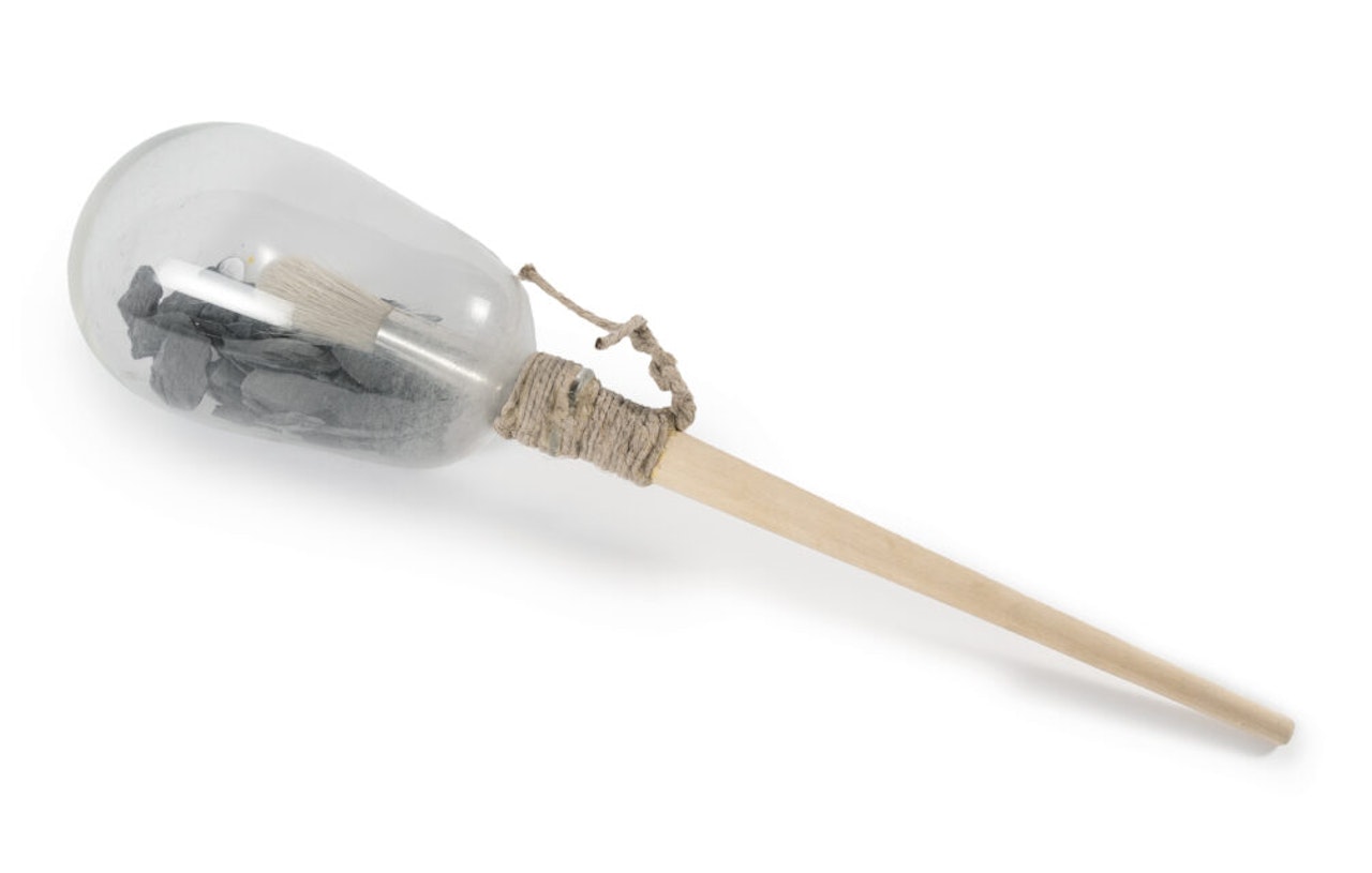 Slate brush rattle by Sigmar Polke