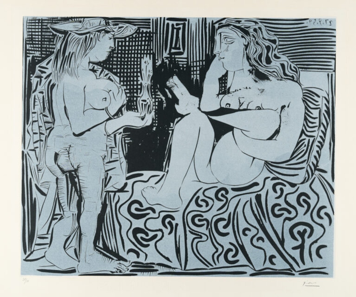 Deux femmes avec un vase à fleurs by Pablo Picasso