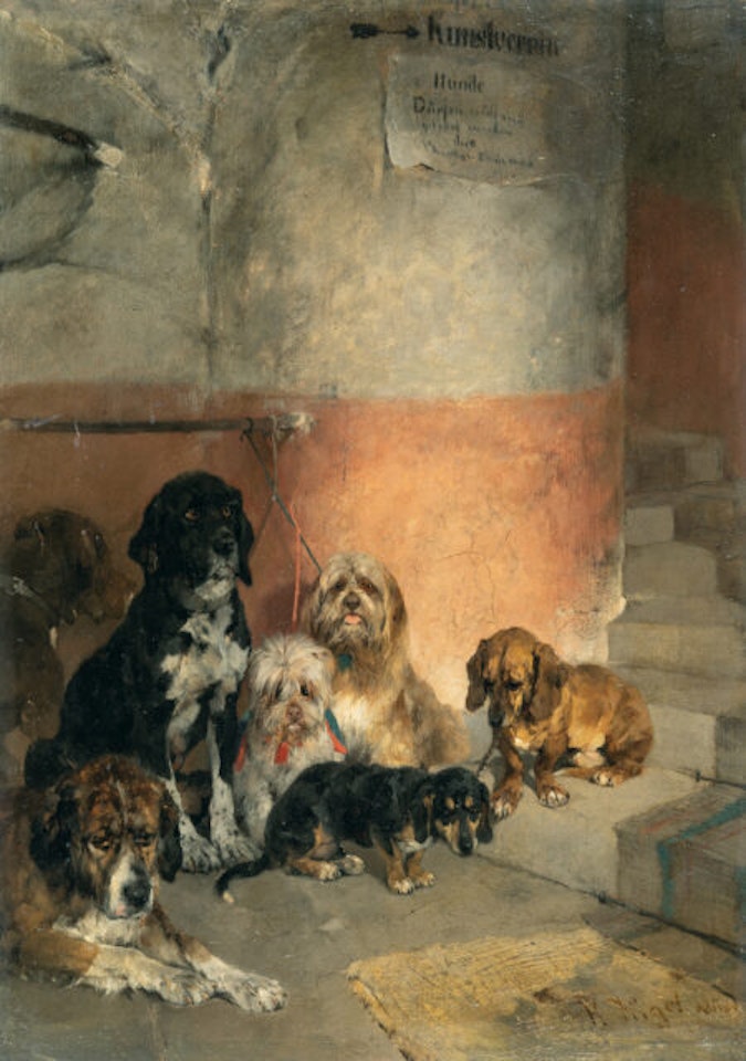 Waiting dogs (Outside the Art Association) by Heinrich von Zugel