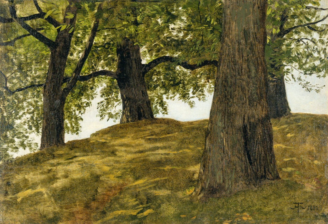 Chestnut grove in morning light by Hans Thoma