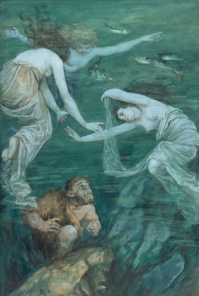 Alberich and the Rhinemaidens by Hans Thoma