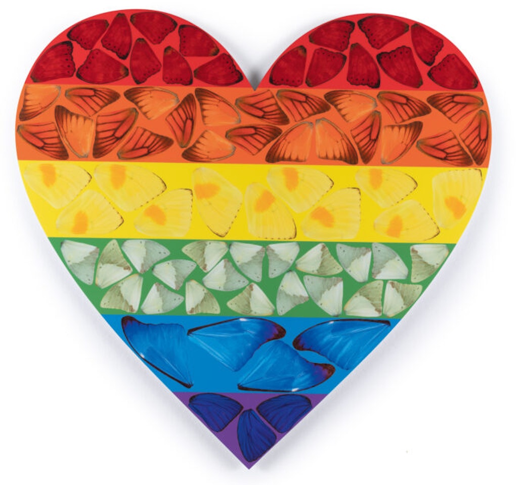 2 works: Butterfly Heart - Butterfly Rainbow by Damien Hirst