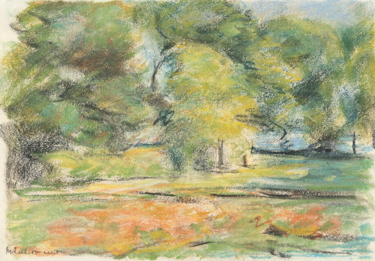 Flower terrace in the garden at Wannsee facing north east by Max Liebermann