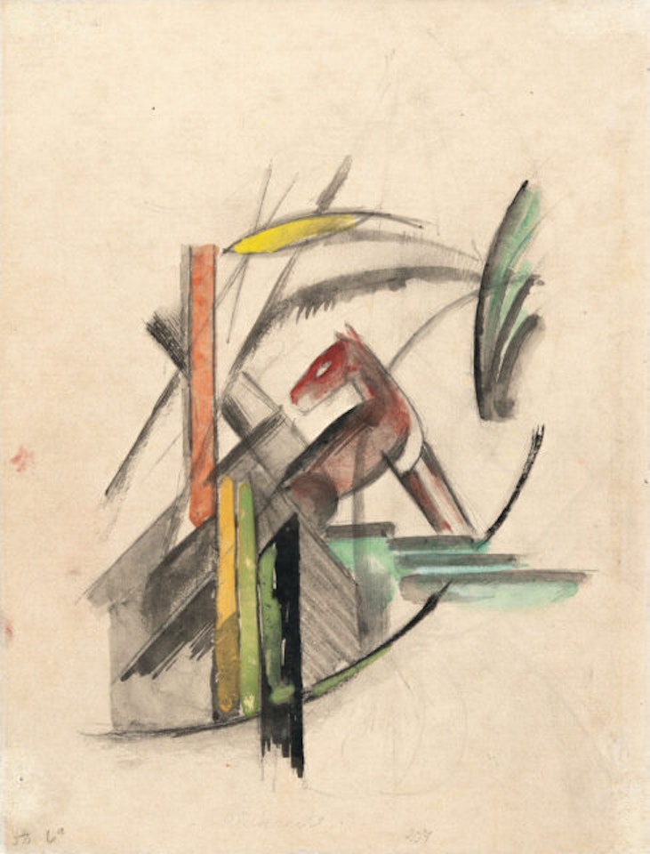 Recto: Abstract forms - Verso: Reddish animal by Franz Marc