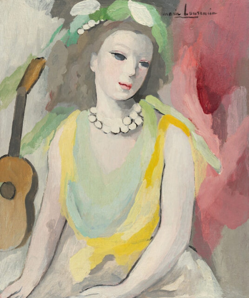 Young woman with a guitar by Marie Laurencin