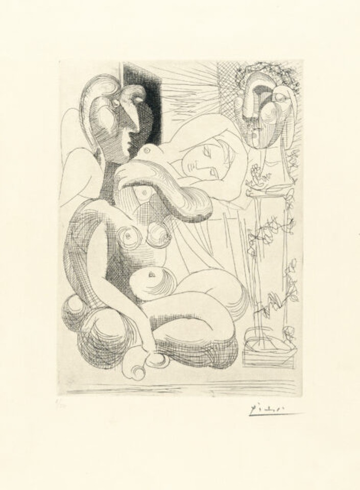 Dormeuse et Sculptures by Pablo Picasso