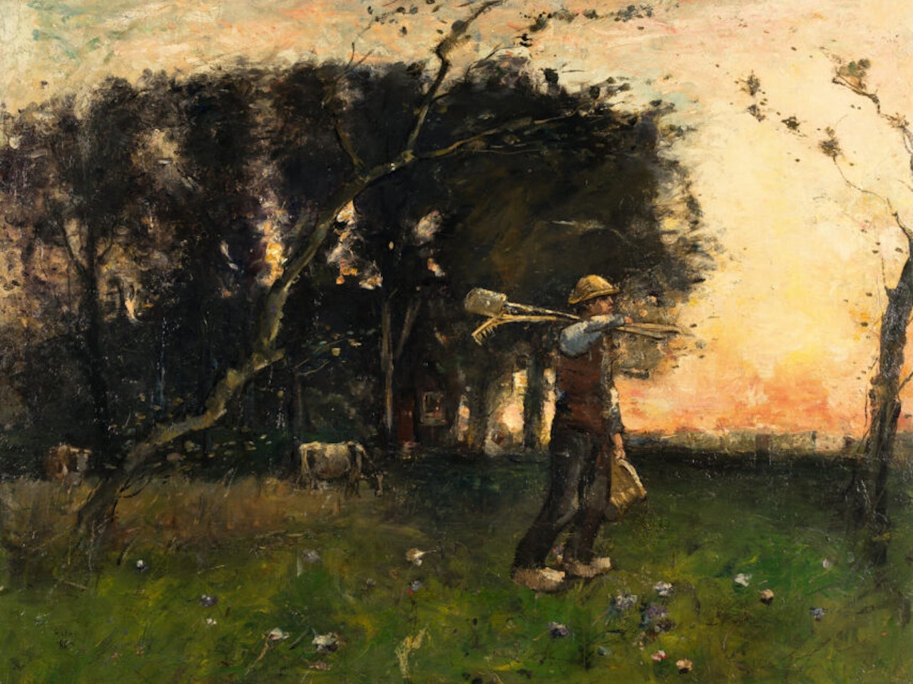 Young farmer returning from the field by Lesser Ury