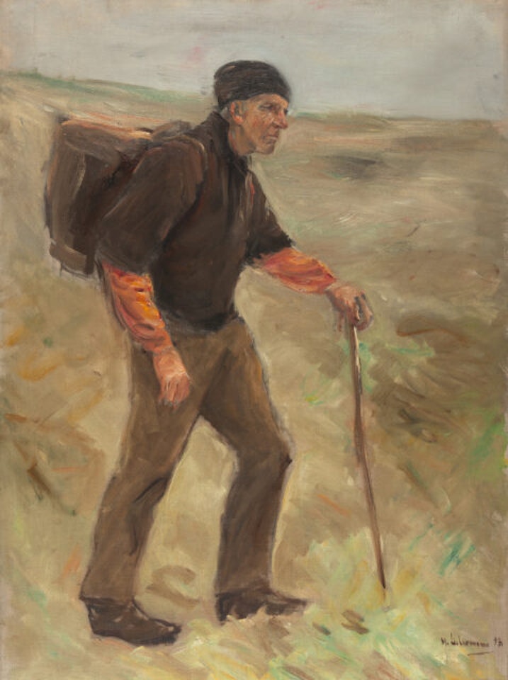 Striding farmer - study, full figure (Striding farmer - study, full-length figure) by Max Liebermann