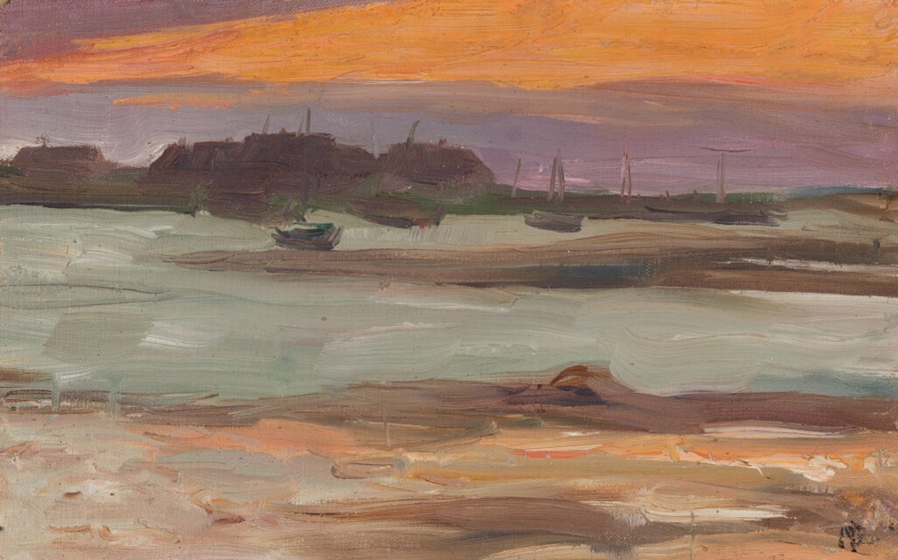 Coastal Landscape with Houses and Boats by Max Beckmann