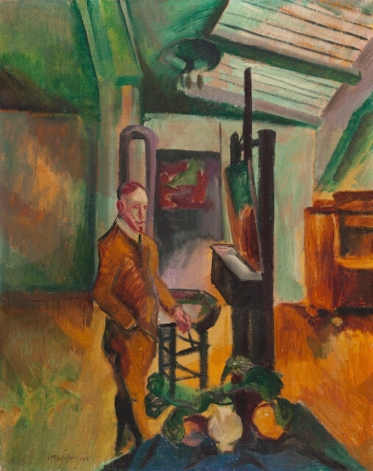 “In the Studio” (self-portrait) by Max Pechstein
