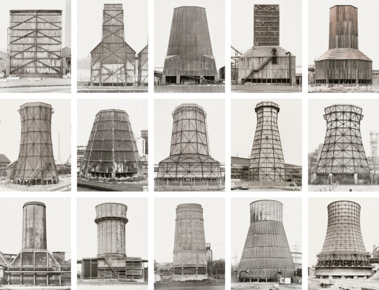 Cooling Tower Typology (15 parts) by Bernd & Hilla Becher