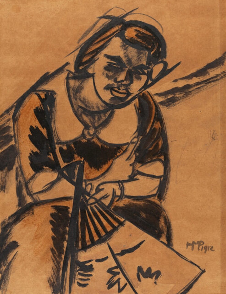 Woman with fan (Lotte) by Max Pechstein