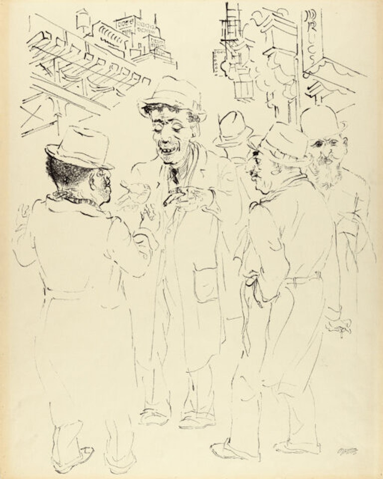 Recto: Downtown Manhattan - Verso: Study of a cook by George Grosz