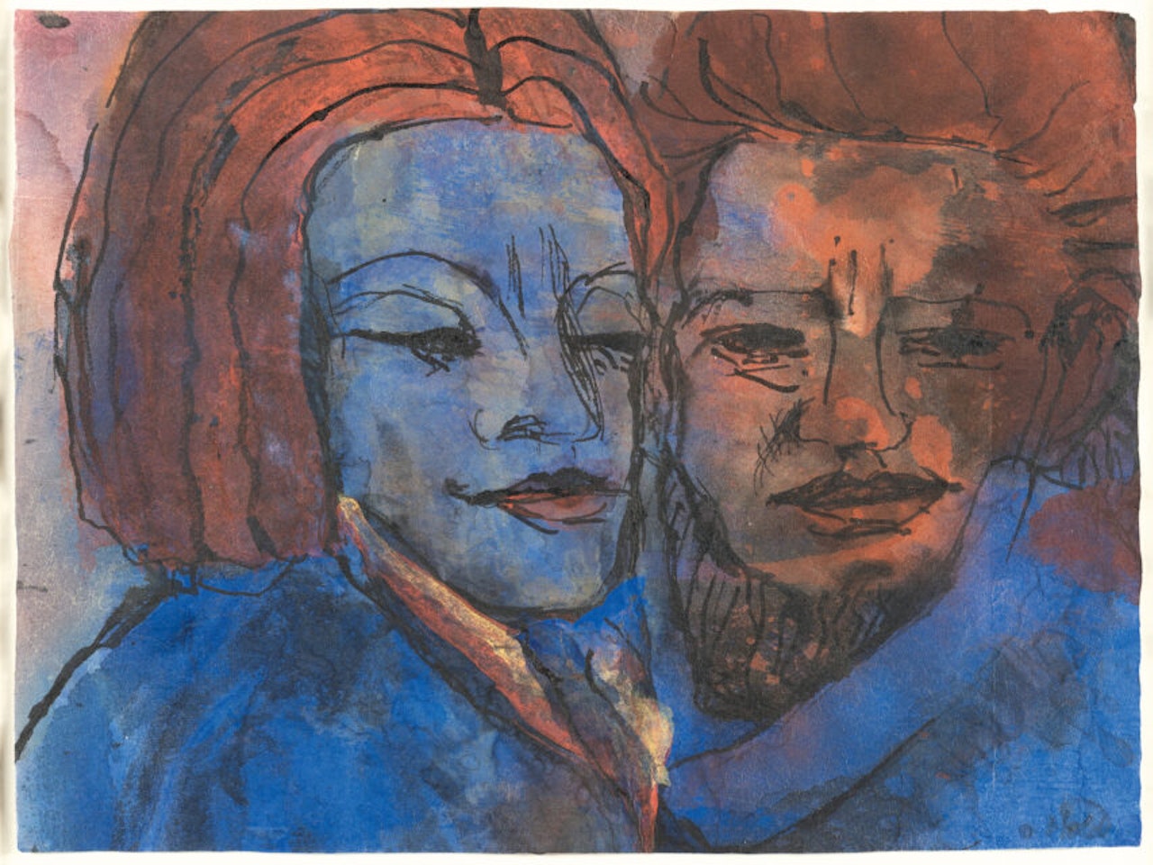 Recto-Verso: A couple, man and woman by Emil Nolde