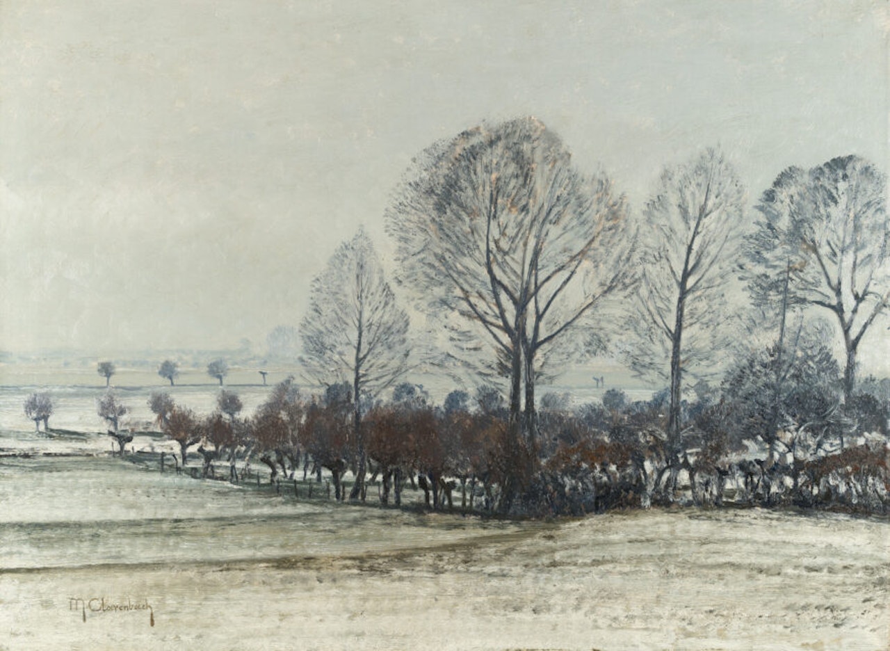 Winter landscape (Meadows on the banks of the Rhine near Wittlaer by Max Clarenbach
