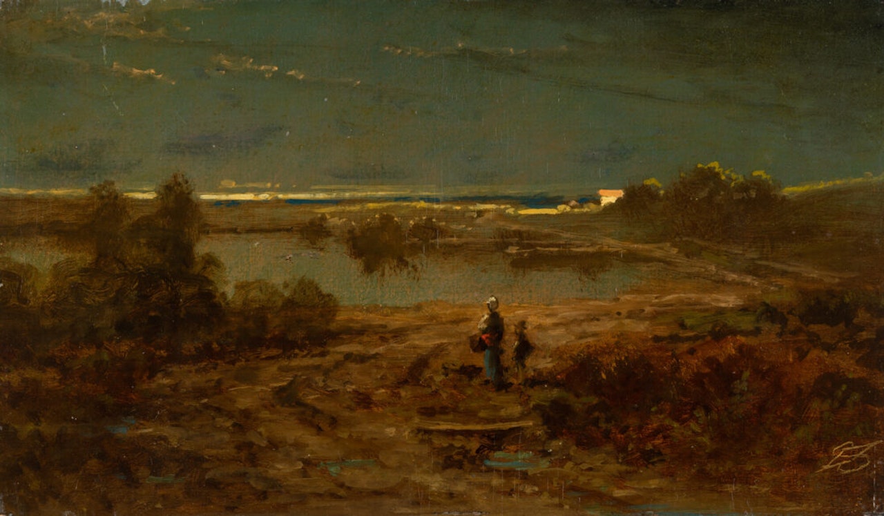 At Dusk (Landscape with two Figures) by Carl Spitzweg