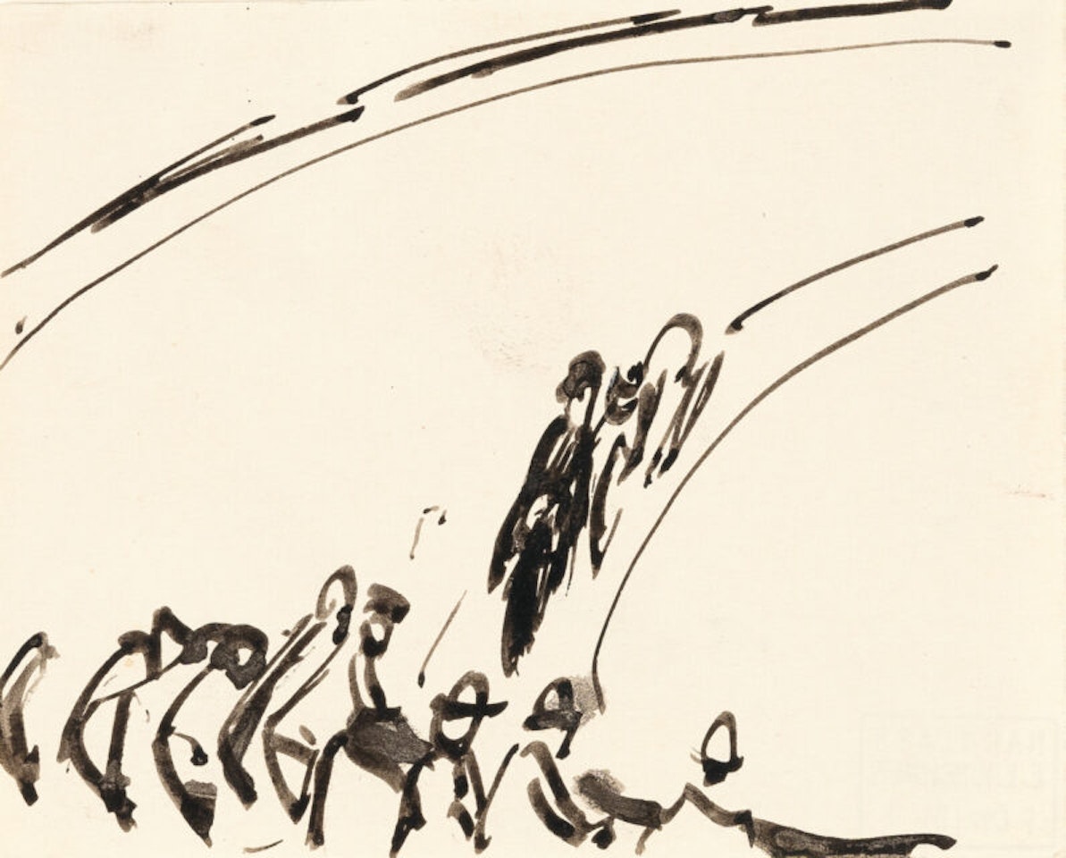 On the racetrack (Motor-paced race with spectators) by Ernst Ludwig Kirchner