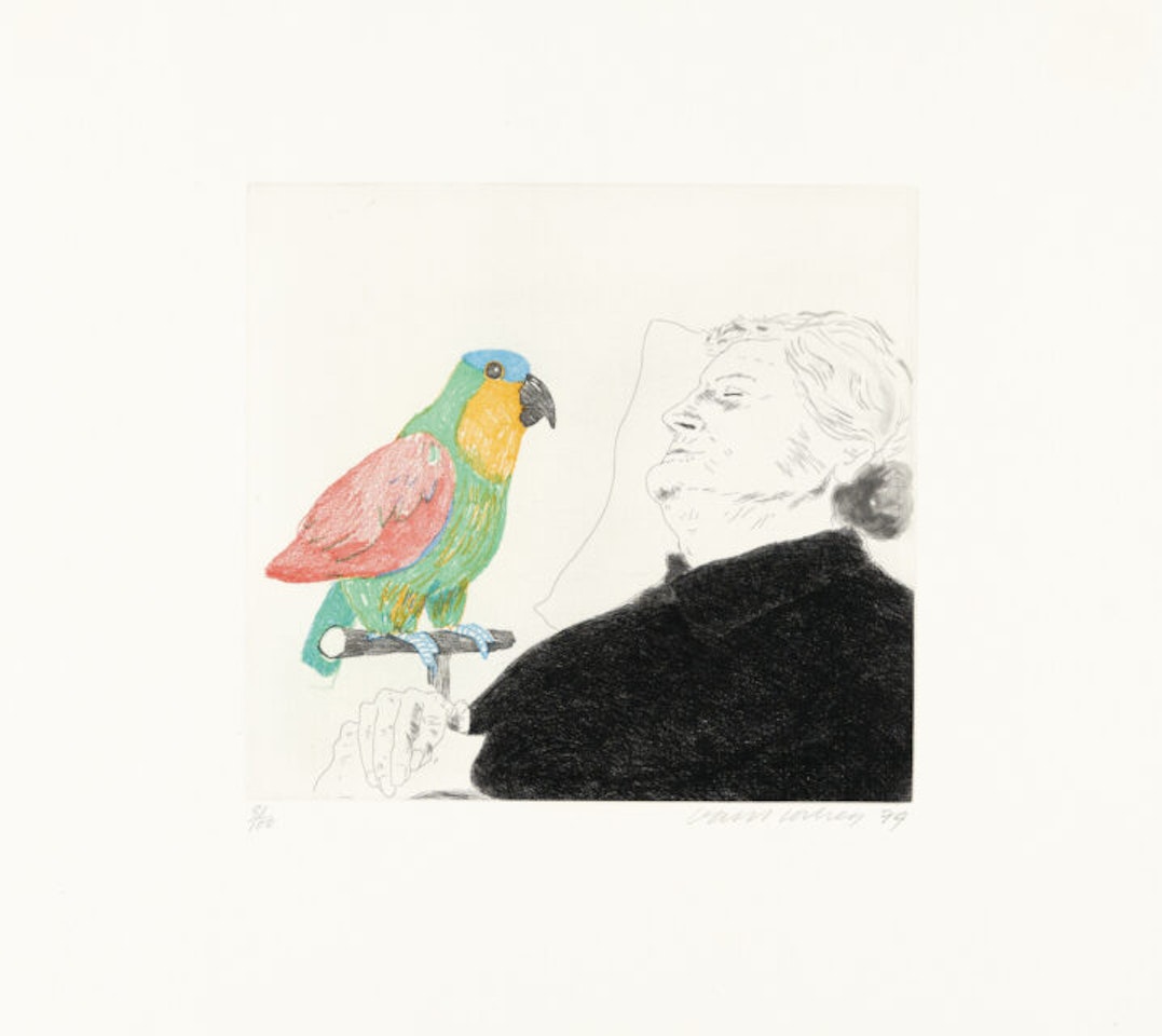Félicité sleeping, with parrot by David Hockney