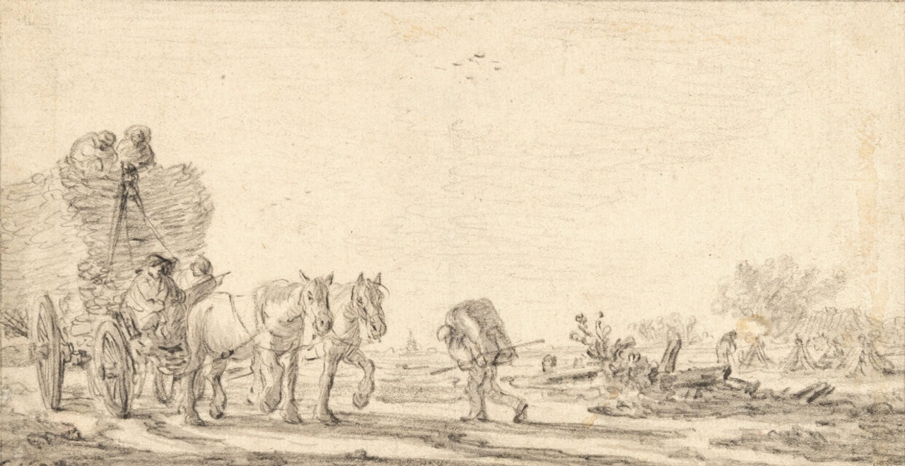 Landscape with a hay cart by Jan van Goyen