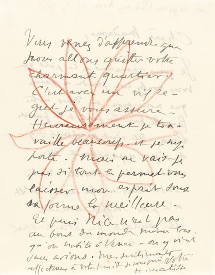 Picture letter with a red flower by Henri Matisse