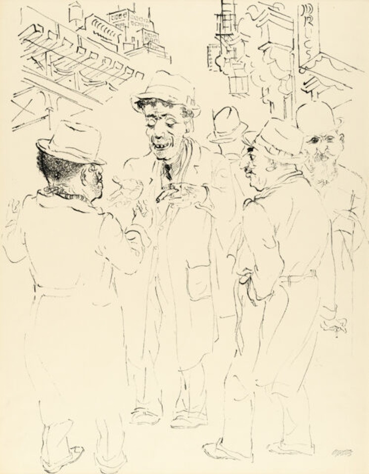 Recto: Downtown Manhattan - Verso: Study of a cook by George Grosz
