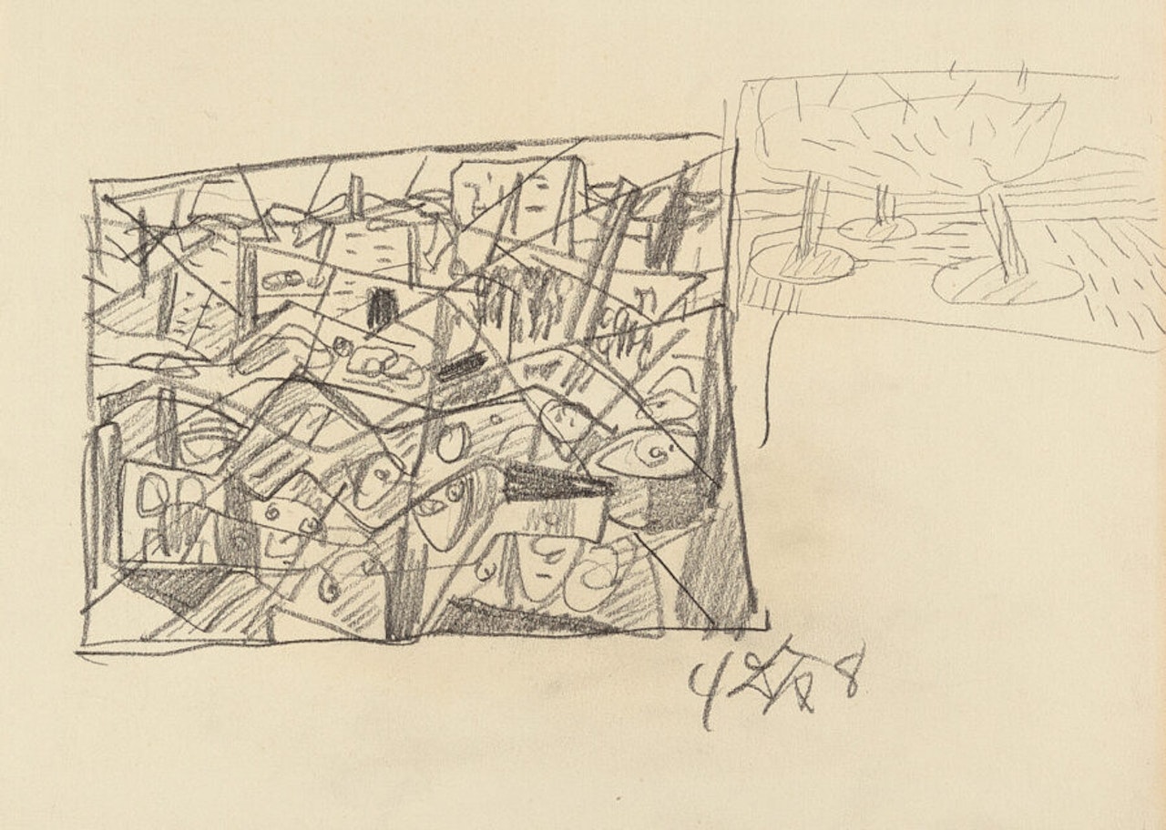 Prisoners behind wire fence by Otto Dix